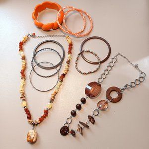 10 piece lot fall natural neutral tone necklace and bracelet fashion jewelry lot